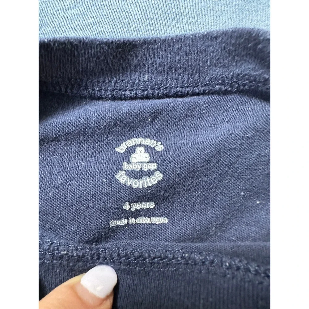 Baby Gap Boys 3 Pack Long Sleeve T-Shirts Navy Blue Olive Green Construction 4Y